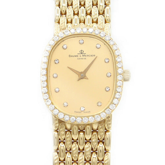 BAUME & MERCIER Baume & Mercier Baume & Mercier Diamond Bezel 12P Diamond Gold K18YG Yellow Gold Golden Solid Ladies Quartz [6 months Warranty] [Watch] [Used]