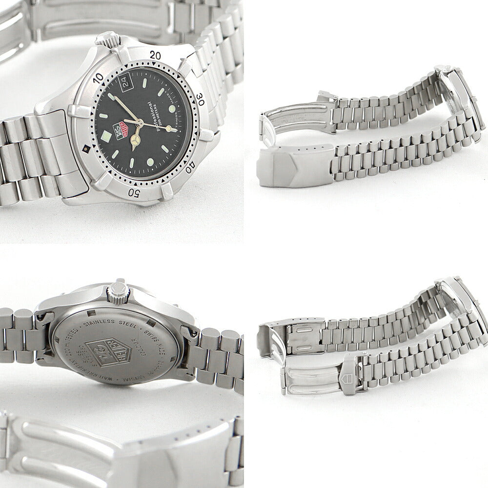 電池交換済 TAG Heuer タグホイヤー プロフェッショナル 962.013R 200m防水 デイト 黒 ブラック SS ステンレス メンズ クォーツ【6ヶ月保証】【腕時計】【中古】