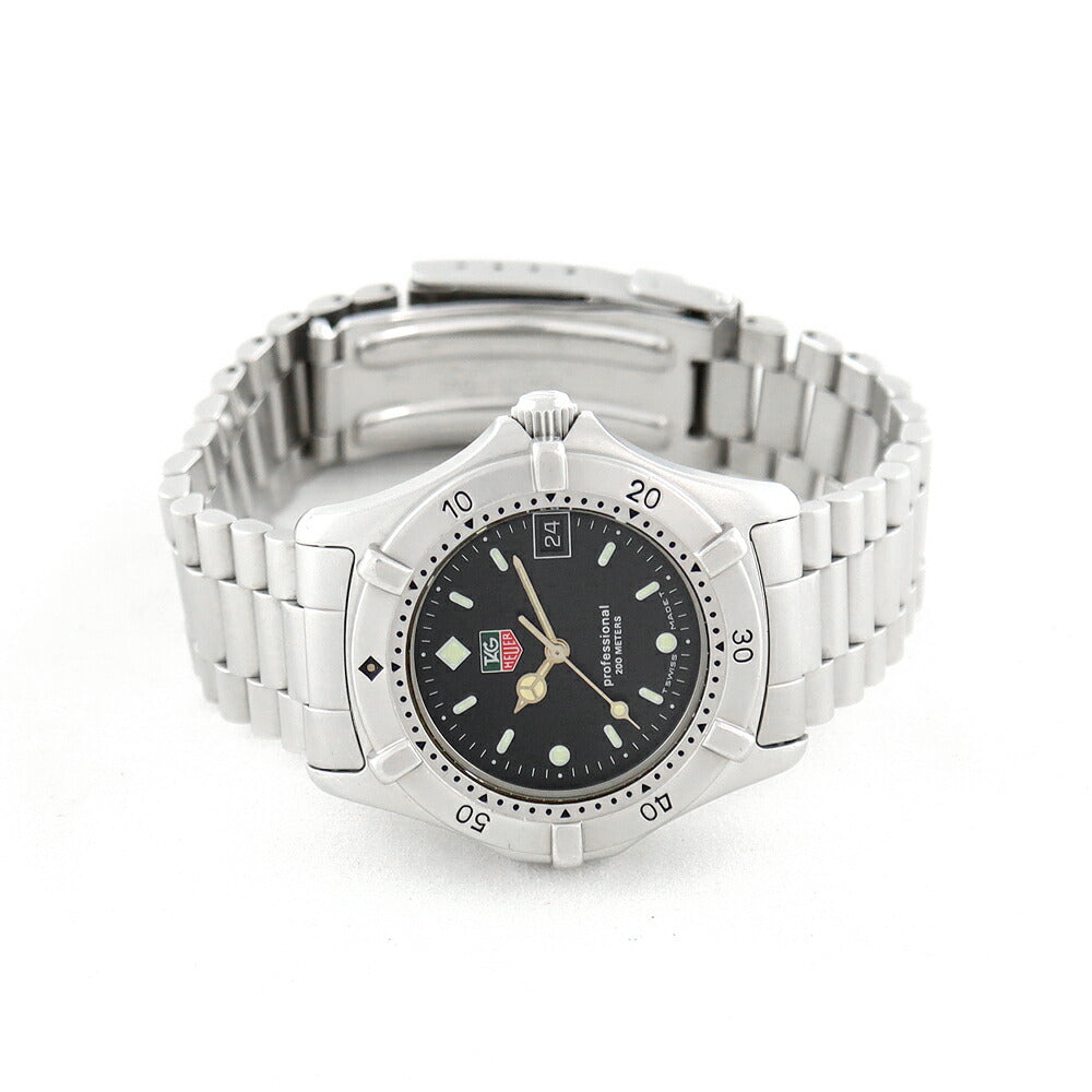 電池交換済 TAG Heuer タグホイヤー プロフェッショナル 962.013R 200m防水 デイト 黒 ブラック SS ステンレス メンズ クォーツ【6ヶ月保証】【腕時計】【中古】