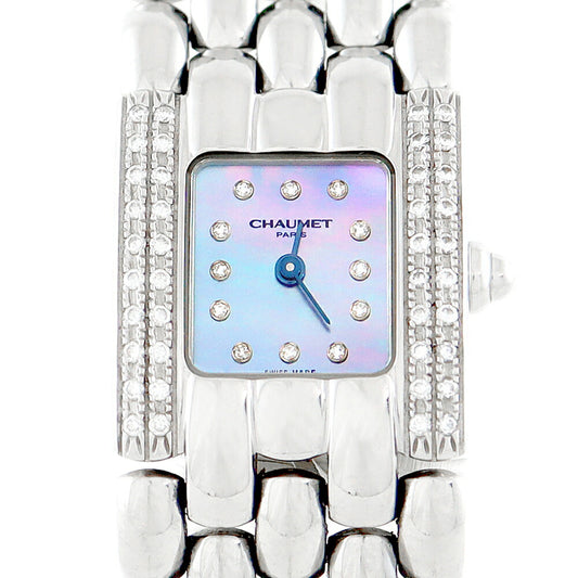 Battery replacement CHAUMET Show Mecysis Genuine Diamond Diamond Besel 12P Diamond Blue Blue Shell SS Stainless Ladies Quartz [6 months warranty] [Watch] [Used]