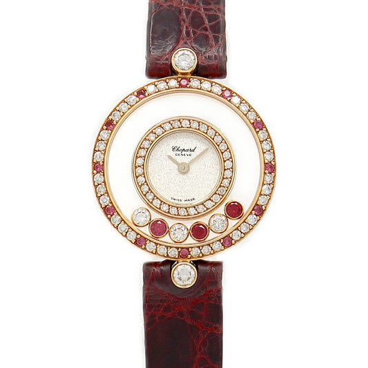 Battery replacement CHOPARD Chopal Happy Diamond 20/3957-21 Moving 6P genuine diamonds genuine ruby ​​double diamond beezel silver K18YG Yellow gold golden golden genuine bleeding ladies quartz [6 months warranty] [Watch] [Used]