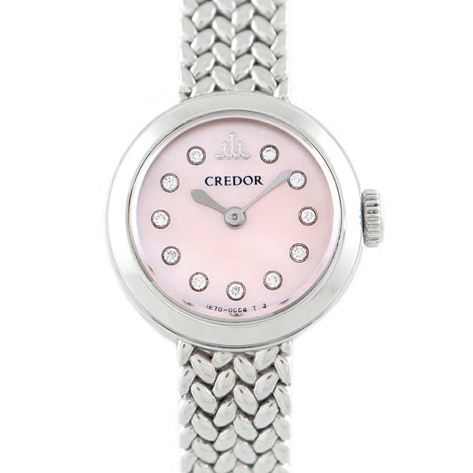 Battery replacement Seiko Seiko Couredor Signo 1E70-0bp0 GSTE923 Genuine Diamond 11P Diamond Pink Shell SS Stainless Ladies Quartz [6 months warranty] [Watch] [Used]