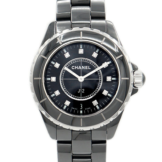 Battery replacement CHANEL Chanel J12 38mm H2124 Genuine 11p Diamond 200m Waterproof Date Black Black SS Stainless Steel CE Ceramic Men's Quartz [6 months warranty] [Watch] [Used]