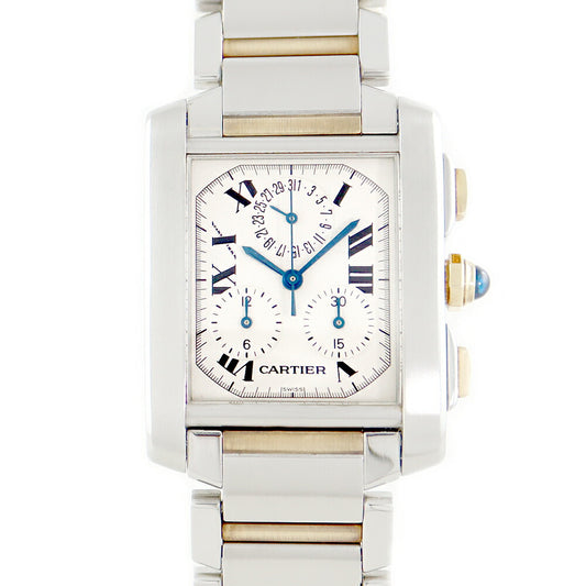 Cartier Cartier Cartier Cartier Tank Fransey LM Chronory Flex Permanent calendar W51004Q4 Date White Ivory SS Stainless Steel K18YG Yellow Gold Combi Men's Quartz [6 months warranty] [Watch] [Used]