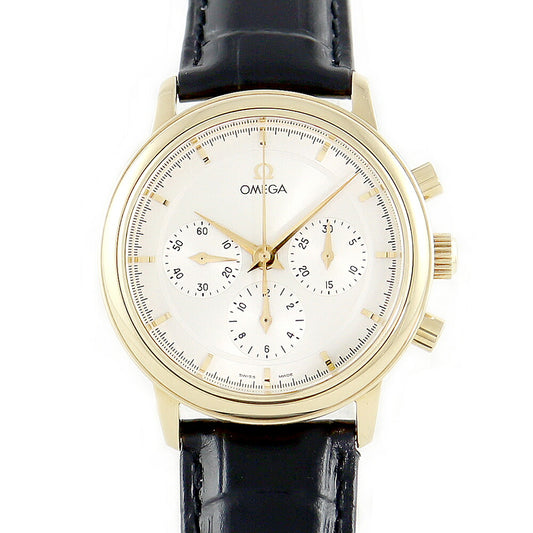 Inspection OMEGA OMEGA Omega Devil Prestige Chronograph Golden solid 4640.31 Small Second Silver K18YG Yellow Gold Genuine Buckwheat Men Hand -wound [6 months warranty] [Watch] [Used]