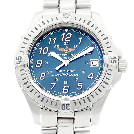 BREITLING BREITLING Breitling Colt Ocean A64350 Date 500m waterproof navy blue SS Stainless steel men's quartz [6 months warranty] [Watch] [Used]