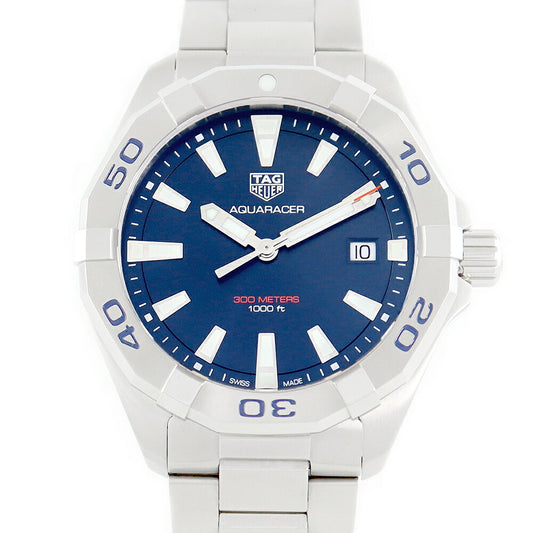 電池交換済 TAG Heuer タグホイヤー アクアレーサー WBD1112 BA0928 デイト 300m防水 青 ブルー SS ステンレス メンズ クォーツ【6ヶ月保証】【腕時計】【中古】