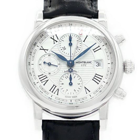 Inspection Montblanc Montblanc Montblanc Star Chronograph UTC 7223 107113 Date Back Skill Silver SS Stainless Steel Genuine Buckle Men Automatic Wind