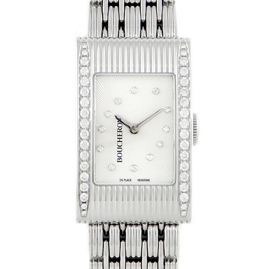 Replaced battery with replacement belt Boucheron Boucheron Busheron Refre WA009512 Genuine Diamond Diamond Besel 12P Diamond White Silver SS Stainless Ladies Quartz