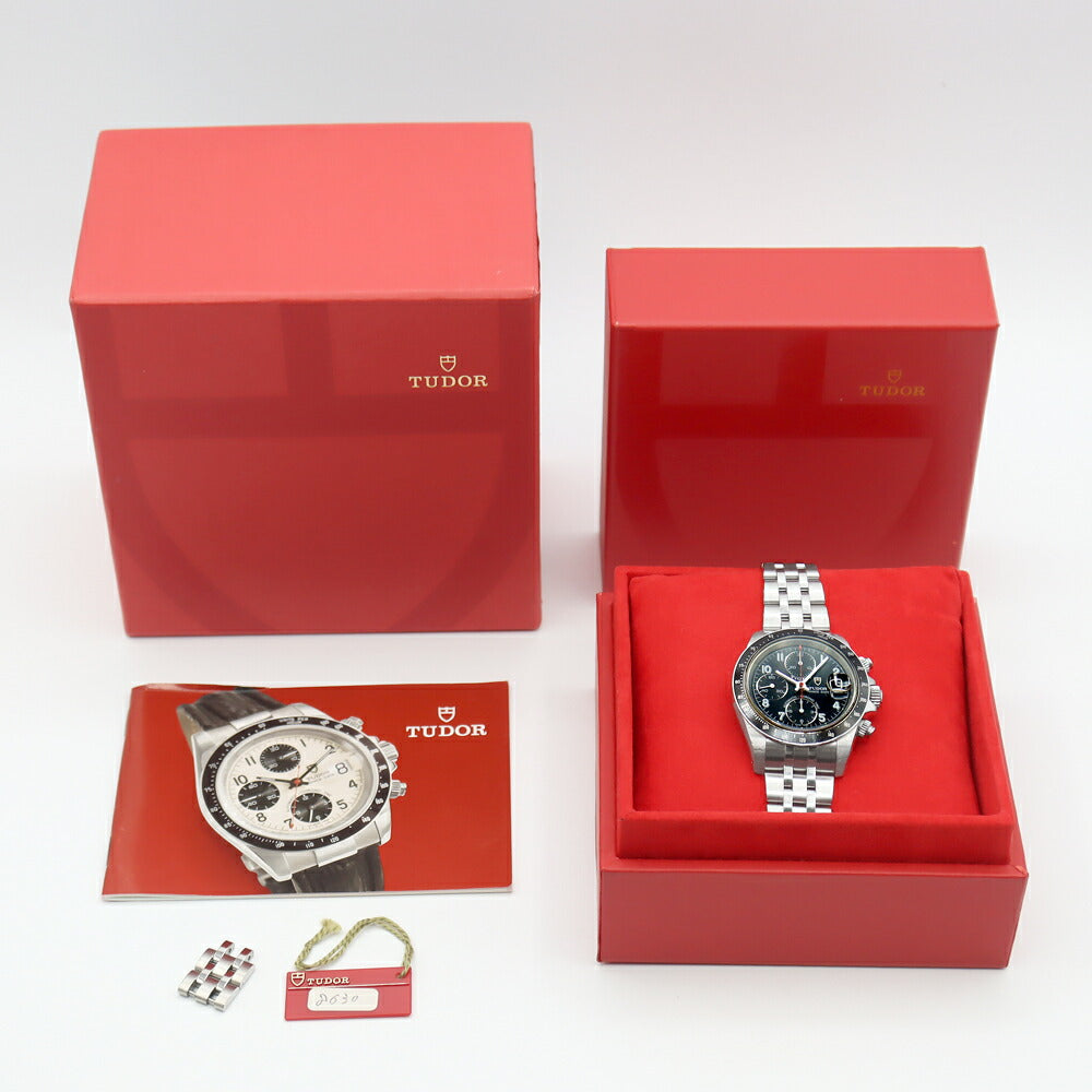 内部点検済 TUDOR チュードル チューダー タイガー クロノタイム プリンスデイト クロノグラフ 79260 デイト 黒 ブラック SS ステンレス メンズ 自動巻き【6ヶ月保証】【腕時計】【中古】