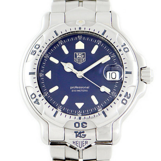 電池交換済 TAG Heuer タグホイヤー 6000シリーズ プロフェッショナル WH1115-K1 デイト 200m防水 紺 ネイビー SS ステンレス メンズ ボーイズ クォーツ【6ヶ月保証】【腕時計】【中古】