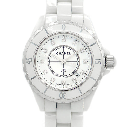 Battery replacement CHANEL Chanel J12 33mm H1628 Genuine 12P Diamond White White White White SS Ceramic Ladies Quartz [6 months warranty] [Watch] [Used]