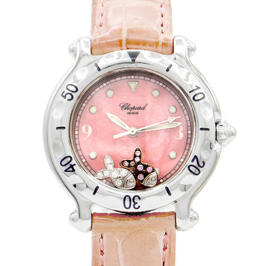 CHOPARD CHOPARD Chopard Chopard Happy Sports Happy Fish 27/8921-403 Moving Diamond Date Pink Shell SS Stainless Steel Genuine Belt Genuine Buckwheat Ladies Quartz [6 months Warranty] [Watch] [Used]