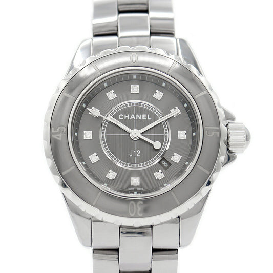 Battery replacement CHANEL Chanel J12 Chromatic 33mm H3241 Date genuine diamond 12P diamond gray titanium ceramic ladies quartz [6 months warranty] [Watch] [used]