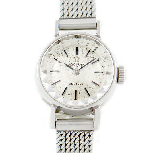 Rare product OMEGA Omega Deville Devil 551.038 Cal.661 24 Stone Cut Glass Silver SS Stainless Ladies Devil Automatic Wind Antique Vintage [Watch] [Used]