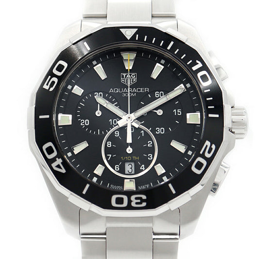電池交換済 TAG Heuer タグホイヤー アクアレーサー クロノグラフ CAY111A BA0927 デイト 300m防水 黒 ブラック SS ステンレス メンズ クォーツ【6ヶ月保証】【腕時計】【中古】