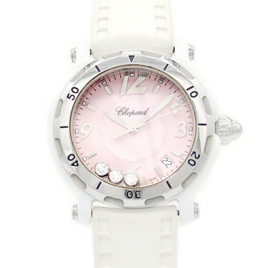 Battery replacement CHOPARD Chopard Chopard Happy Sports 8507 300 Limited Date Genuine Diamond 3P Moving Diamond Pink Ceramic SS Stainless Steel Genuine Belt Genuine Bail Men's Ladies Unisex Quartz [6 months warranty] [Watch] [Used]