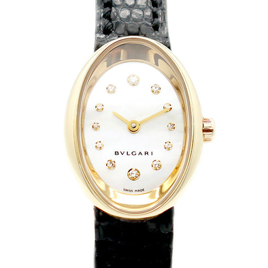 Battery replacement BVLGARI Bulgari Oval OV27GL Genuine diamond 12P diamond white white shell K18YG Yellow gold golden golden genuine genuine belt Genuine genuine belt K18YG tail buckle ladies quartz [6 months warranty] [Used]