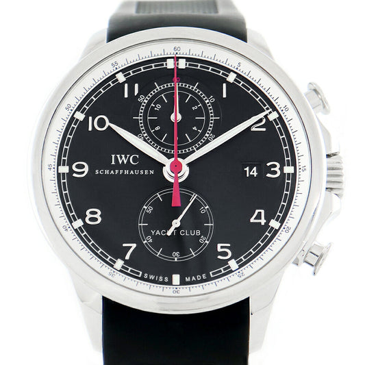 Inspector IWC International Watch Company Portugies Yacht Club iW390204 Chronograph Date Black Black SS Stainless Steel Genuine Belt Genuine Tuck Men's Automatic Wind [6 months Warranty] [Watch] [Used]