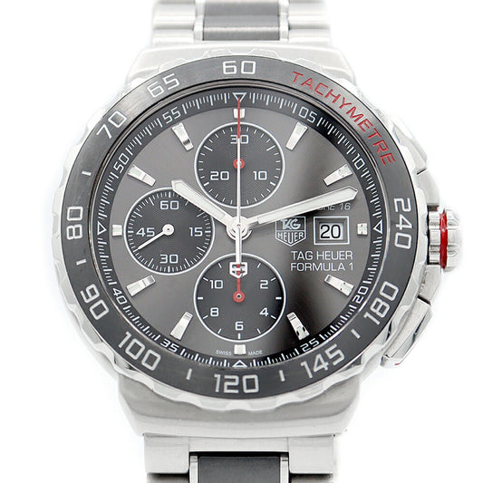 TAG Heuer タグホイヤー フォーミュラ1 CAU2011 BA0873 クロノグラフ デイト タキメーター 200m防水 グレー セラミック SS ステンレス メンズ 自動巻き フォーミュラー1【6ヶ月保証】【腕時計】【中古】