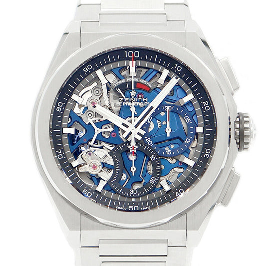 Inspection of internal point with replacement belt Zenith Defi El Primero 21 Chronograph 95.9002.9004 78.M9000 100m Waterproof Blue Blue Skeleton Titan Men Automatic Wrap El Primero [6 months warranty] [Watch] [Used]