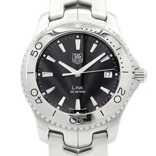 Battery replacement TAG HEUER Tag Hoire Link WJ1110 BA0570 Date Black Black SS Stainless Men Quartz [6 months warranty] [Watch] [Used]