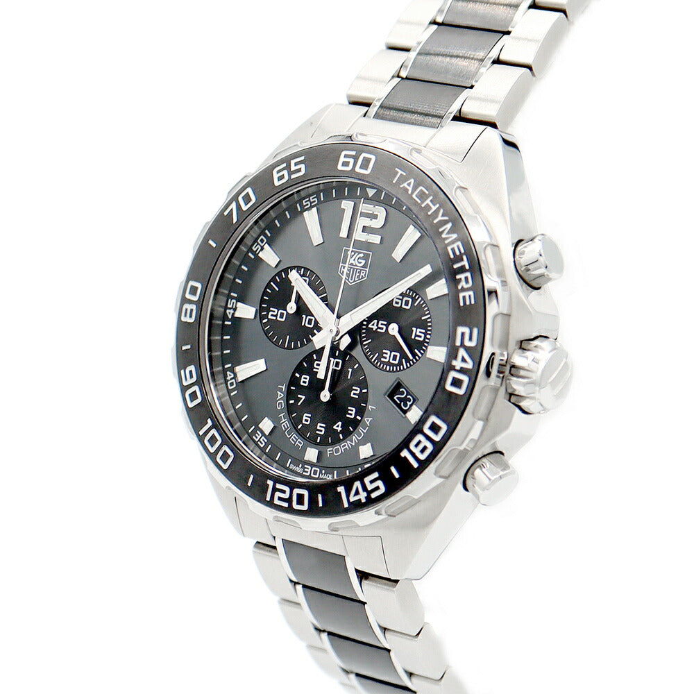 Battery replacement TAG HEUER Tag Hoier Formula 1 Chronograph CAZ111 BA0878 200m Waterproof Date Gray Black Black SS Stainless Cylamic Men's Quartz Formula 1 [6 months warranty] [Watch] [Used]