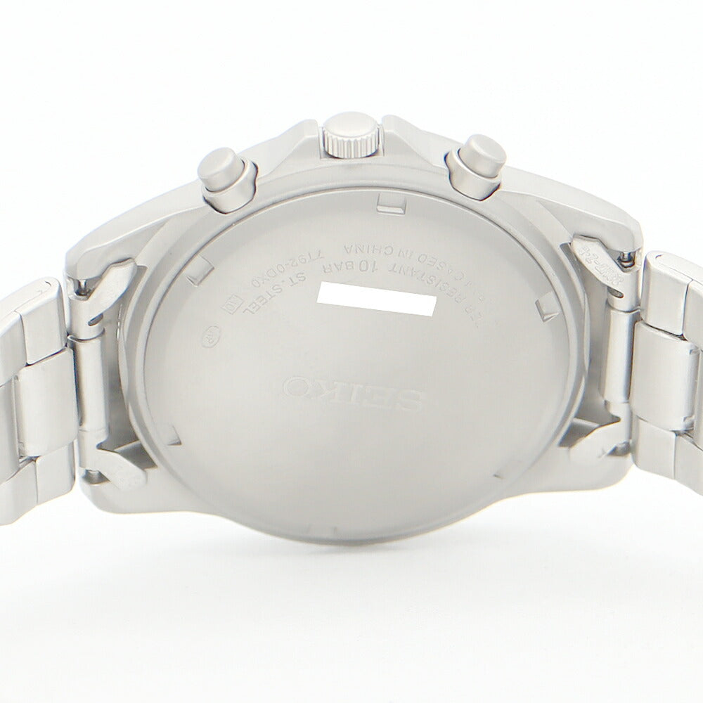 電池交換済 SEIKO セイコー クロノグラフ 7T92-0DX0 デイト 100m防水 黒 ブラック SS ステンレス メンズ クォーツ【6ヶ月保証】【腕時計】【中古】