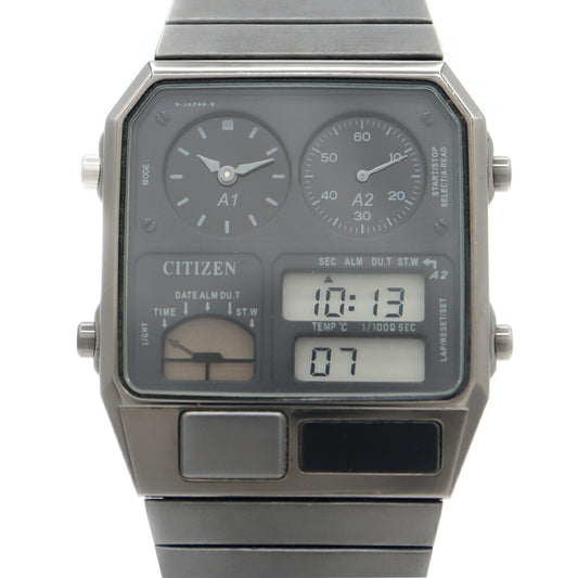 CITIZEN Citizen Citizen Anadige Tempa Chronograph 8989-S041007 Black Black SS Stainless Men Ladies Boys Digiana Analog Digital Quartz [6 months warranty] [Watch] [Used]