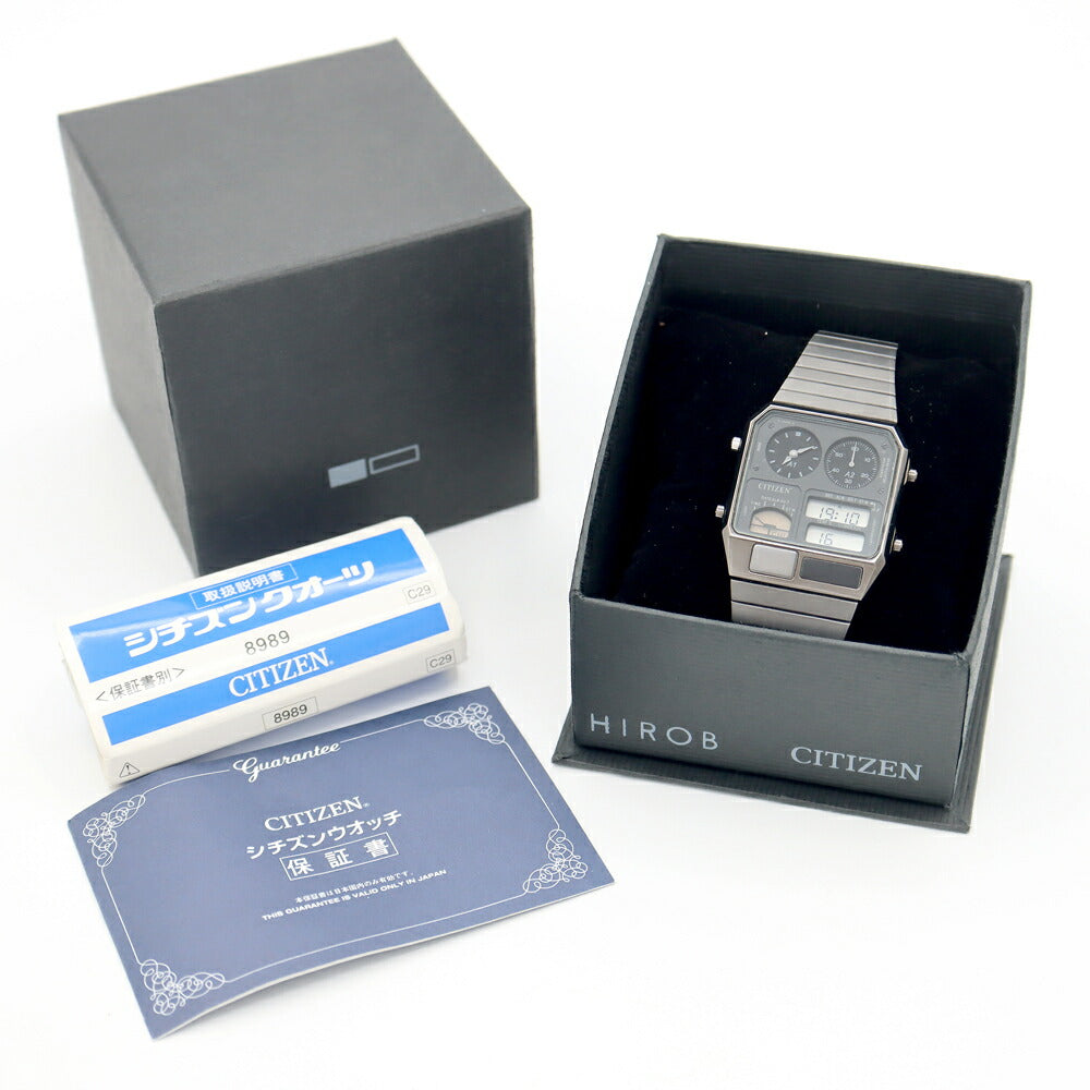 電池交換済 CITIZEN シチズン アナデジテンプ クロノグラフ 8989-S041007 黒 ブラック SS ステンレス メンズ レディース ボーイズ デジアナ アナログ デジタル クオーツ【6ヶ月保証】【腕時計】【中古】