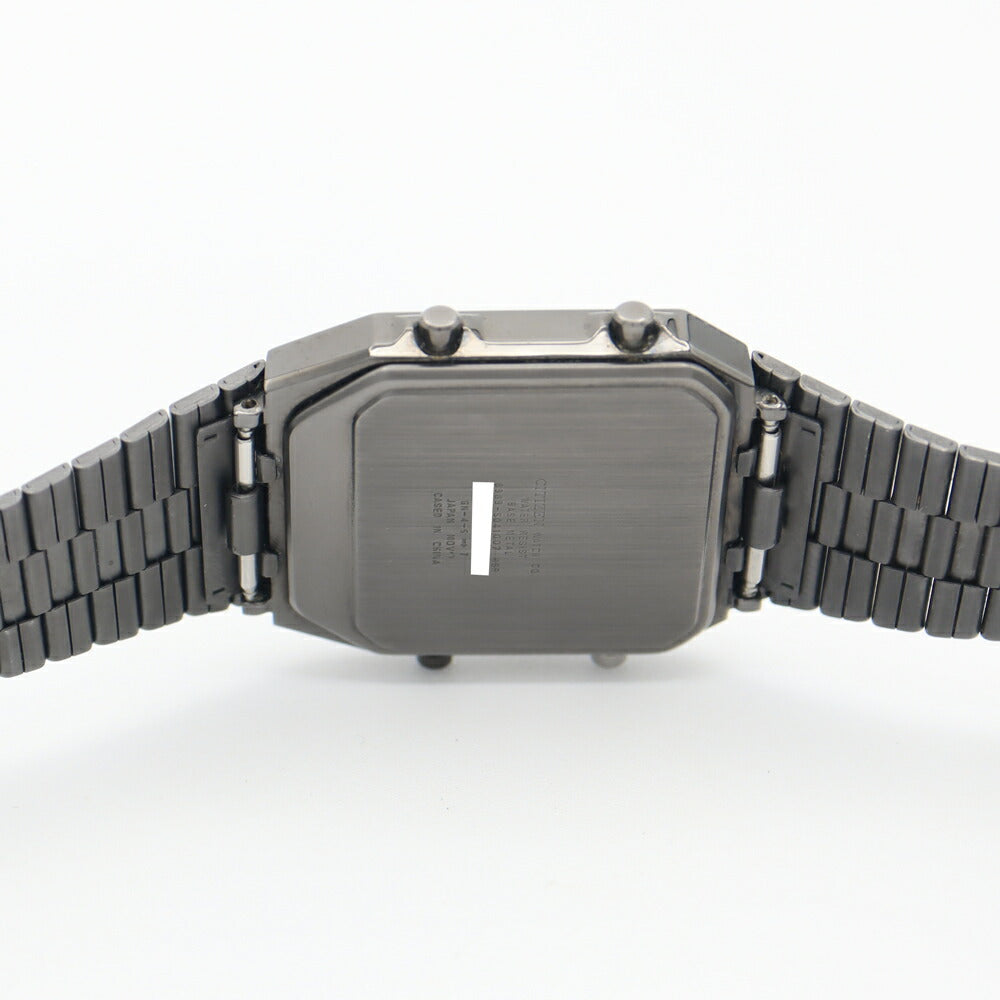 電池交換済 CITIZEN シチズン アナデジテンプ クロノグラフ 8989-S041007 黒 ブラック SS ステンレス メンズ レディース ボーイズ デジアナ アナログ デジタル クオーツ【6ヶ月保証】【腕時計】【中古】