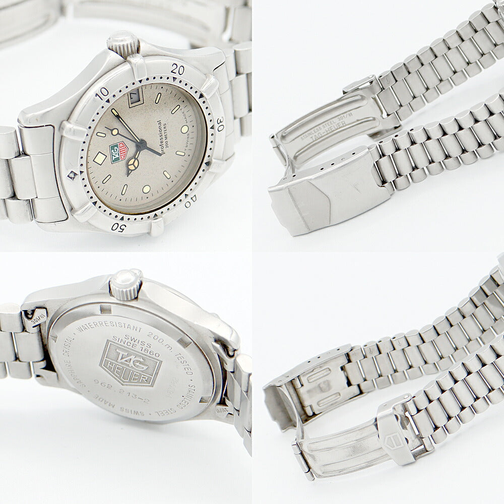 電池交換済 TAG Heuer タグホイヤー 2000シリーズ プロフェッショナル 962.213-2 200m防水 デイト グレー SS ステンレス メンズ【6ヶ月保証】【腕時計】【中古】
