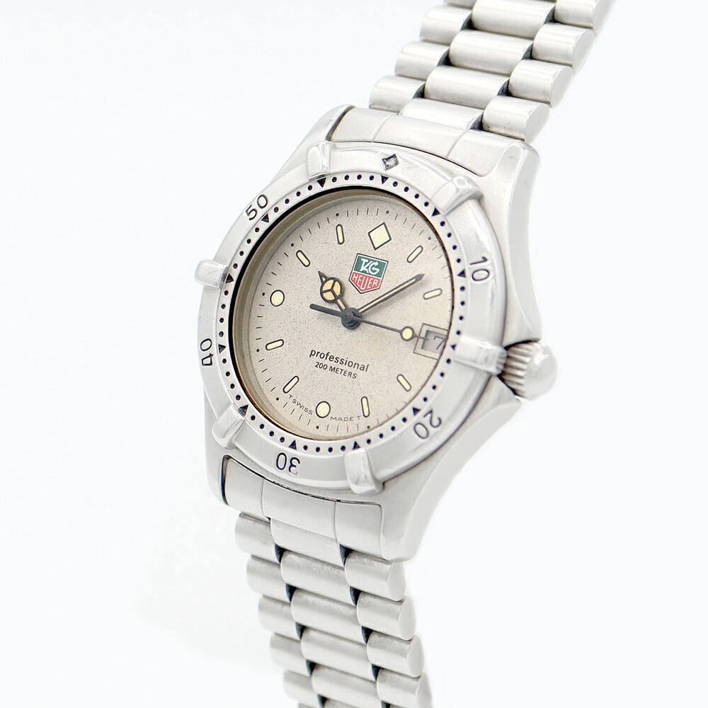 電池交換済 TAG Heuer タグホイヤー 2000シリーズ プロフェッショナル 962.213-2 200m防水 デイト グレー SS ステンレス メンズ【6ヶ月保証】【腕時計】【中古】