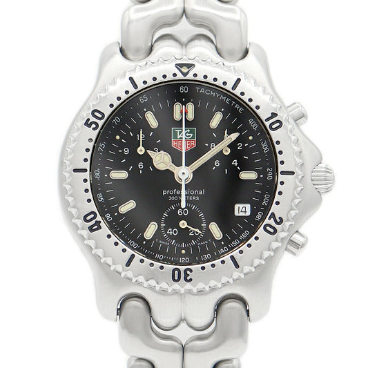 電池交換済 TAG Heuer タグホイヤー セル プロフェッショナル200 S/el セルシリーズ クロノグラフ CG1110 デイト 200m防水 黒 ブラック SS ステンレス メンズ クォーツ【6ヶ月保証】【腕時計】【中古】