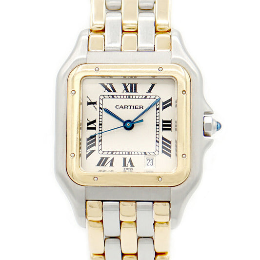 Battery replacement Cartier Cartier Pan Tail MM 3 Row Date White Ivory White K18YG Yellow Gold SS Stainless Customs Ladies Quartz [6 months warranty] [Watch] [Used]