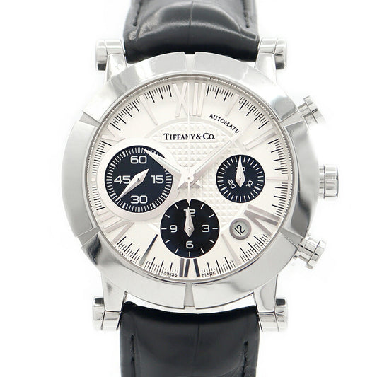 Inspector Tiffany & Co. Tiffany Atlas Gent Chronograph Z1000.82.12A21A71A Back Date Back Skill Silver SS Stainless Steel Genuine Belt Genuine Bucket Men Automatic Wind