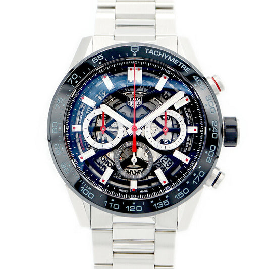 Inspector Tag HEUER Tag Heuer Tag Hey Carrella Caliver Caliver II 02 Chronograph CBG2A10 Date Black Black Skeleton SS Stainless Men Automatic Wind [6 months warranty] [Watch] [Used]