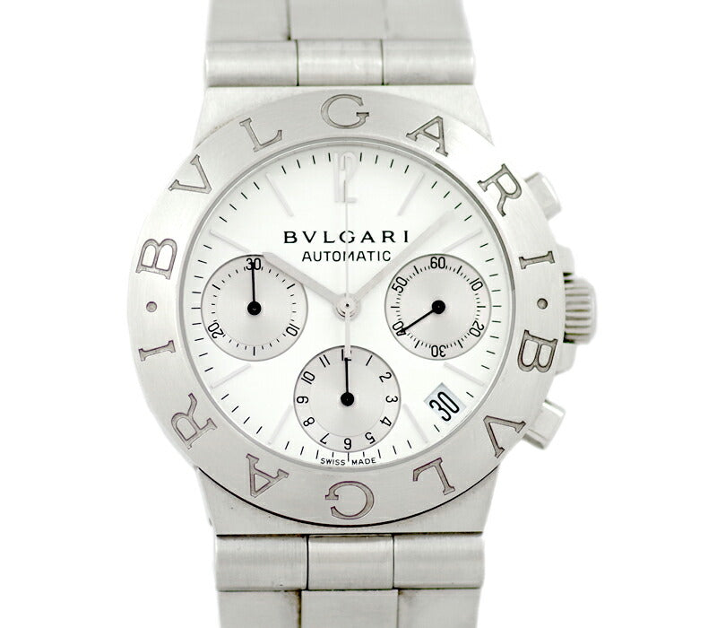 BVLGARI Bulgari Diagano Sports CH35S Chronograph White White White White SS Stainless Steel Men's Automatic Wind [Self -Warranty] [Watch] [Used]
