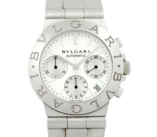 BVLGARI Bulgari Diagano Sports CH35S Chronograph White White Dial SS Stainless Steel Men's Automatic Wind