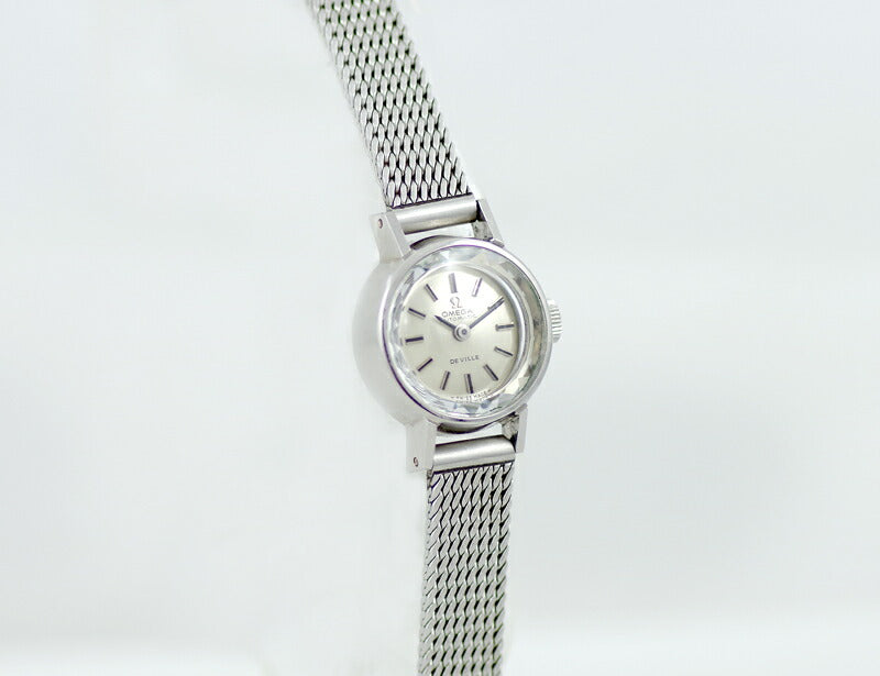 希少品 OMEGA オメガ DeVille デビル 551.038 Cal.661 24石 カットガラス シルバー 文字盤 SS ステンレス レディース デヴィル 自動巻き アンティーク ヴィンテージ【腕時計】【中古】