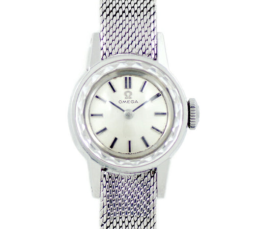 Rare product Omega Omega 511.088 Cal.483 17 Stone Cut Glass Silver Dial SS Stainless Ladies Handwritten Antique Vintage [Watch] [Used]