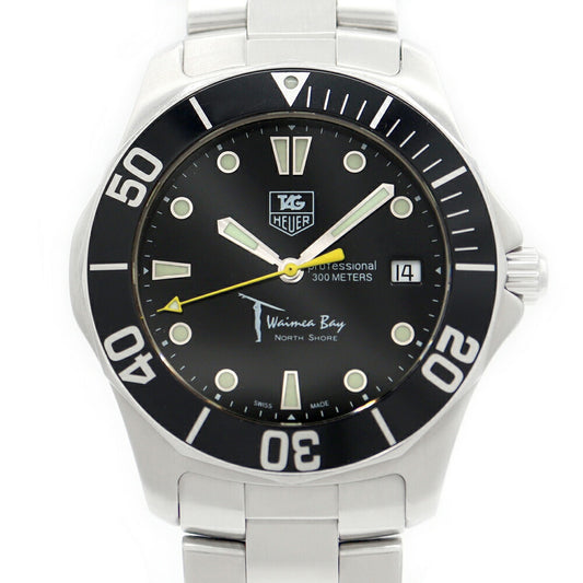 電池交換済 TAG Heuer タグホイヤー アクアレーサー ワイメア・ベイ WAB1113 1000本限定 デイト 300m防水 SS ステンレス メンズ クォーツ【6ヶ月保証】【腕時計】【中古】