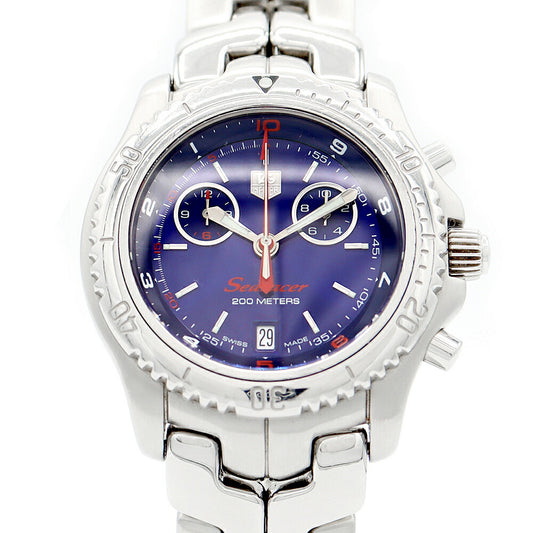 Battery replacement TAG HEUER Tag Huer Link Sea Racer Chronograph CT1115 Date Blue SS Stainless Men Quartz [6 months warranty] [Watch] [Used]