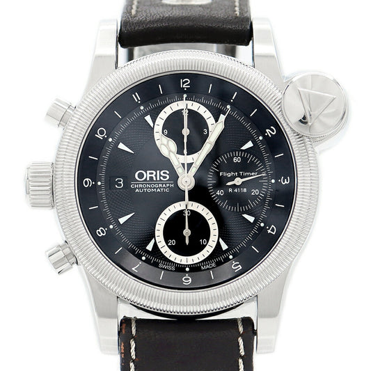 OH済 ORIS オリス フライトタイマー R4118リミテッド クロノグラフ 674.7583.4083 50m防水 黒 ブラック SS ステンレス 純正ベルト 純正尾錠 メンズ 自動巻き【6ヶ月保証】【腕時計】【中古】