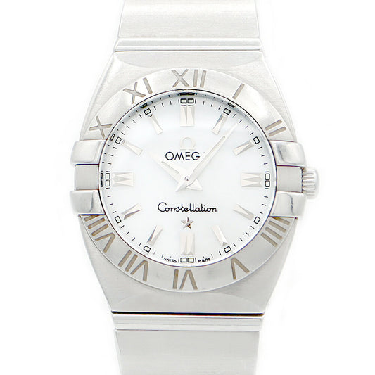 電池交換済 OMEGA オメガ コンステレーション ダブルイーグル 1581.70 白 ホワイト シェル SS ステンレス レディース クォーツ【6ヶ月保証】【腕時計】【中古】