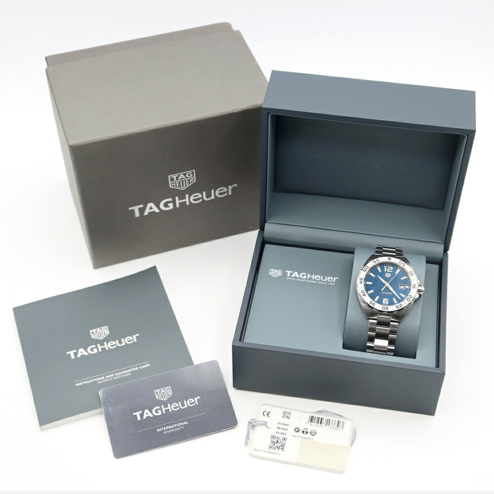 電池交換済 TAG Heuer タグホイヤー フォーミュラ1 WAZ1118 BA0875 200ｍ防水 デイト 青 ブルー SS ステンレス メンズ クォーツ【6ヶ月保証】【腕時計】【中古】