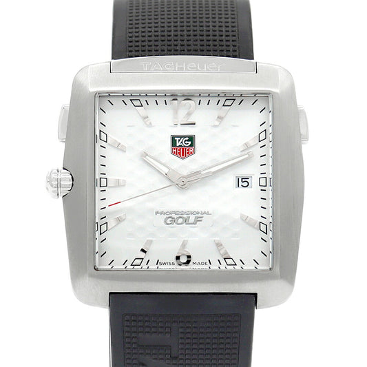 電池交換済 TAG Heuer タグホイヤー ゴルフウォッチ タイガーウッズエディション WAE1112 FT6008 デイト 白 ホワイト TI チタン メンズ クォーツ【6ヶ月保証】【腕時計】【中古】