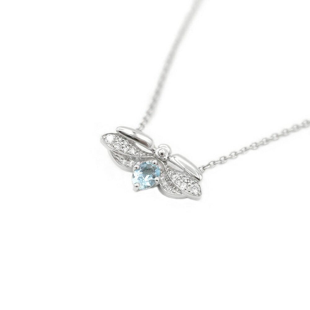 Tiffany & Co. Tiffany Paper Flower Fire Fly Mini Aquamarine Tiffany Blue Diamond Pt950 Platinum Necklace [Jewelry] [Used]