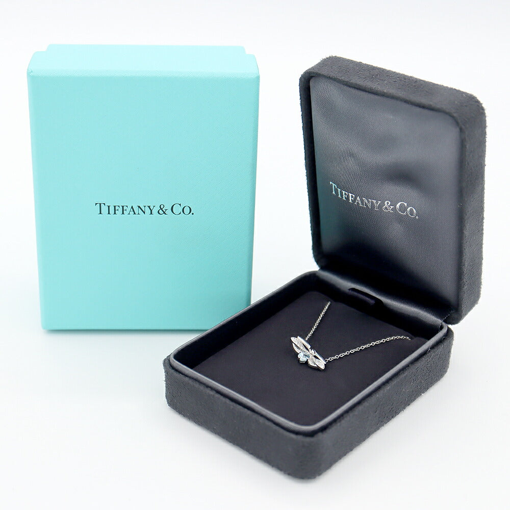 Tiffany & Co. Tiffany Paper Flower Fire Fly Mini Aquamarine Tiffany Blue Diamond Pt950 Platinum Necklace [Jewelry] [Used]