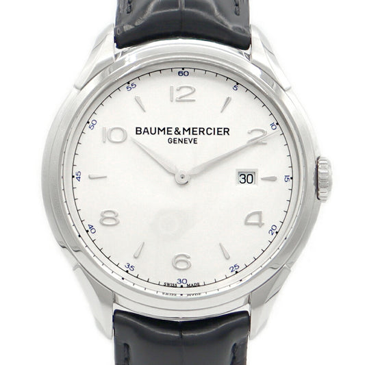 BAUME & MERCIER Baume & Mercier Clifton 65846 M0A10419 Date White White White White SS Stainless Steel Genuine Belt Genuine Buckwheat Men's Quartz [6 months warranty] [Watch] [Used]